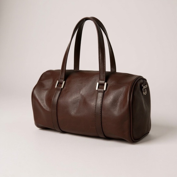 Ampere Creations Handbags - Elegant Brown Leather Barrel  Bag for for Women